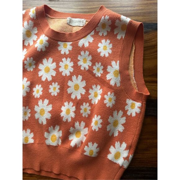 Altard State Orange Floral Sweater Vest Size Large - Picture 7 of 7